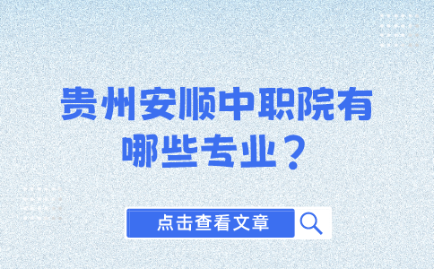 贵州安顺中职院有哪些专业?